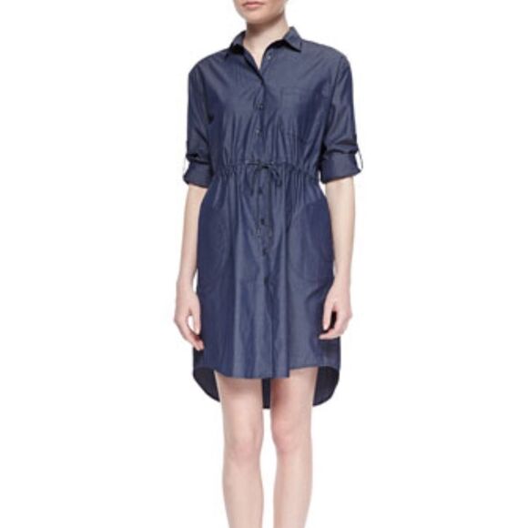 Atm Anthony Thomas Melillo Parka Drawstring Chambray Shirtdress Blue Size Small - Picture 1 of 12